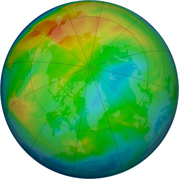 Arctic ozone map for 07 December 2009